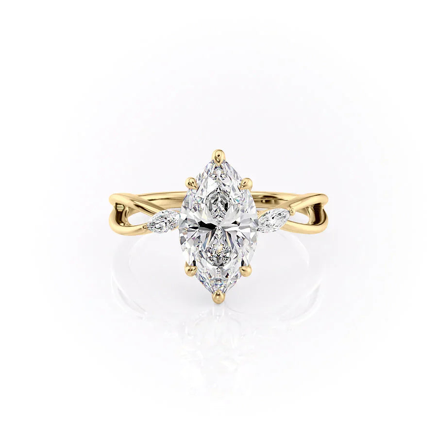 The Kelsey Set With A 2.5 Carat Marquise Moissanite