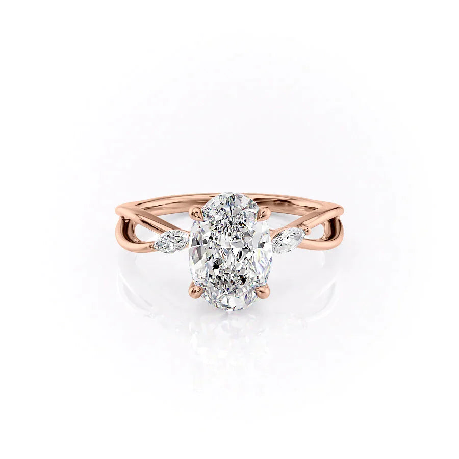 The Kelsey Set With A 1 Carat Oval Lab Diamond