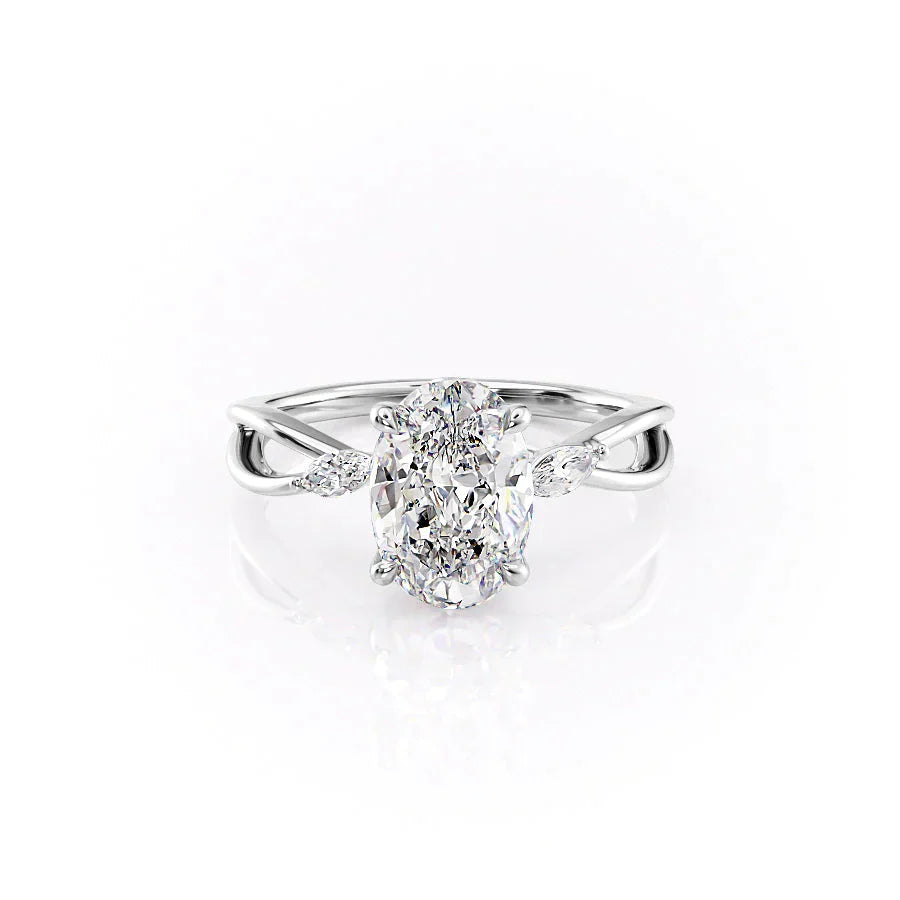The Kelsey Set With A 5 Carat Oval Moissanite