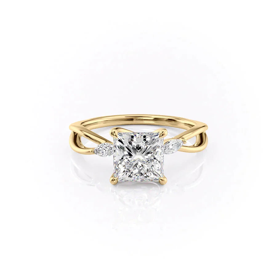 The Kelsey Set With A 2.5 Carat Princess Lab Diamond