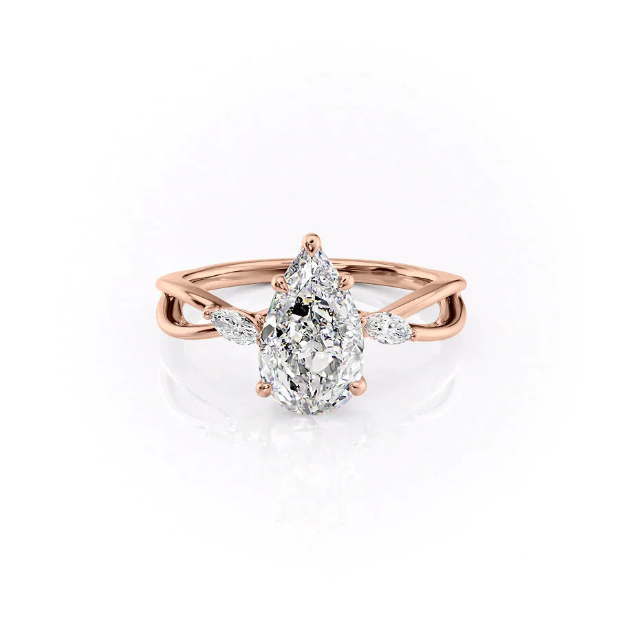 The Kelsey Set With A 4 Carat Pear Moissanite