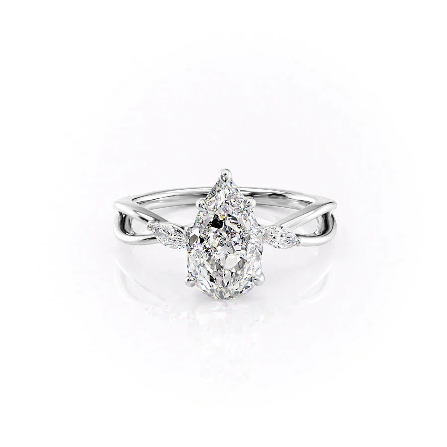 The Kelsey Set With A 1 Carat Pear Moissanite