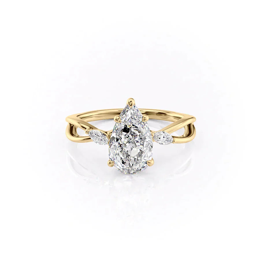 The Kelsey Set With A 3.5 Carat Pear Moissanite