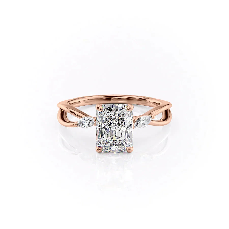 The Kelsey Set With A 3 Carat Radiant Moissanite