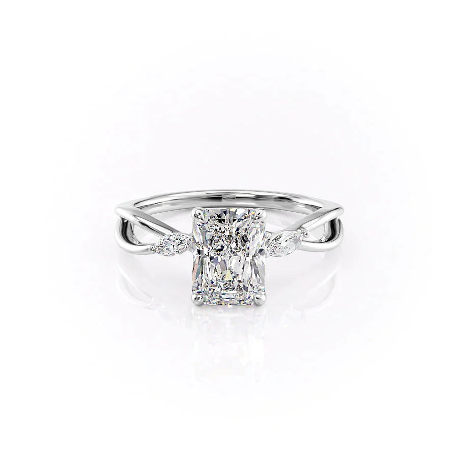 The Kelsey Set With A 1.5 Carat Radiant Moissanite
