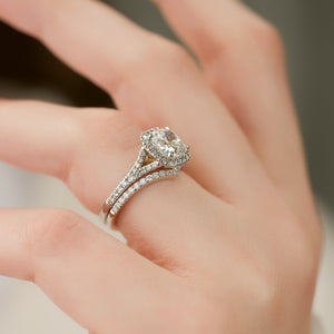 The Miley Set With A 2 Carat Cushion Moissanite
