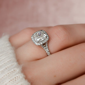 The Miley Set With A 2 Carat Cushion Moissanite