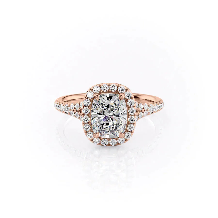 The Miley Set With A 1 Carat Elongated Cushion Moissanite