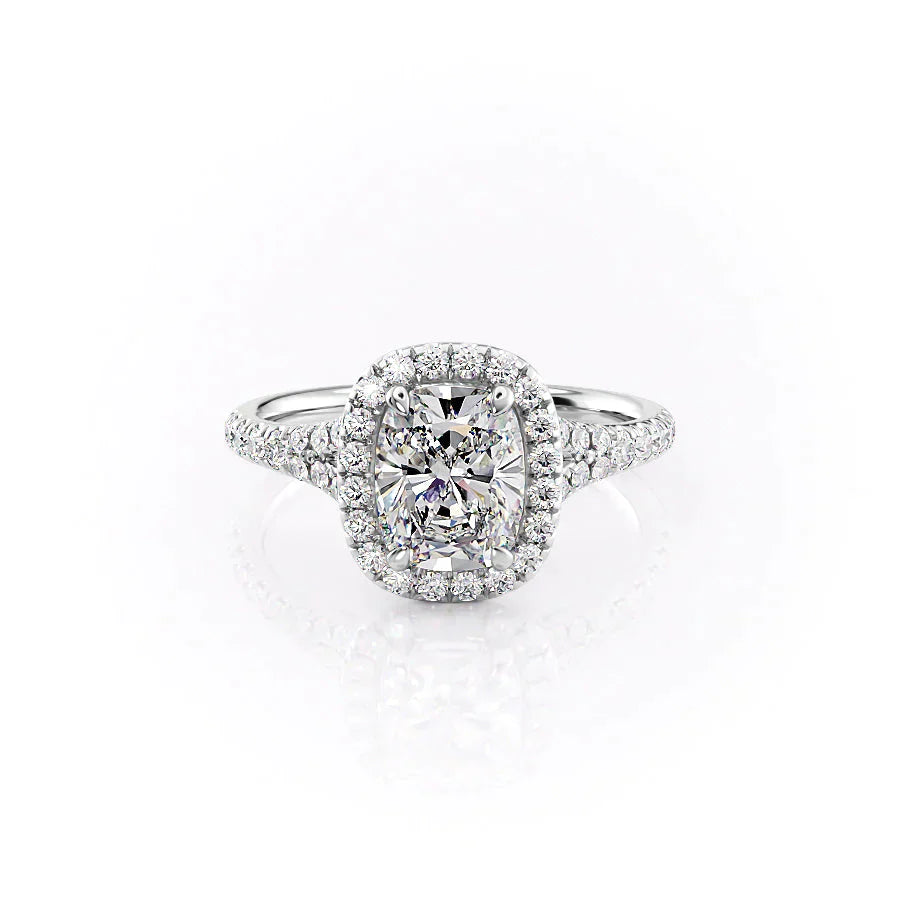 The Miley Set With A 1.5 Carat Elongated Cushion Lab Diamond