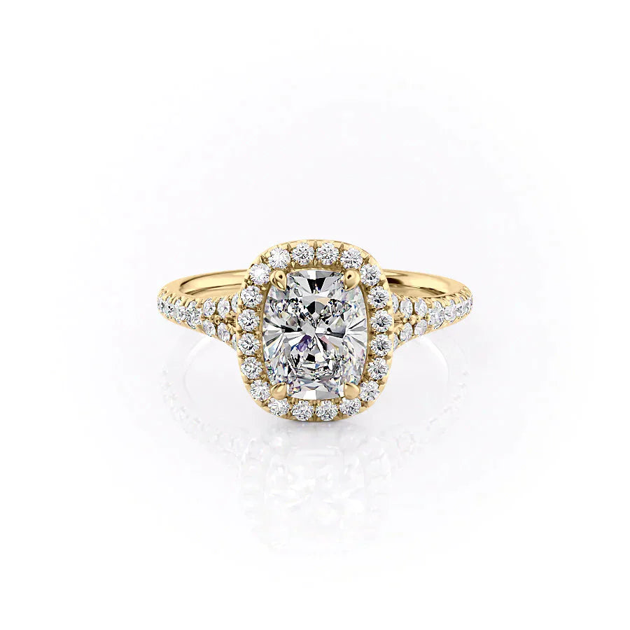 The Miley Set With A 4 Carat Elongated Cushion Moissanite