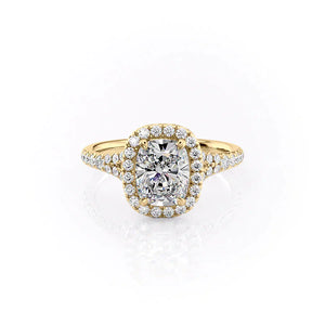 The Miley Set With A 2.5 Carat Elongated Cushion Lab Diamond