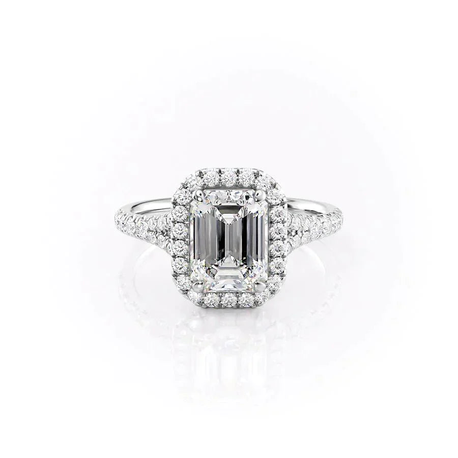 The Miley Set With A 3 Carat Emerald Moissanite