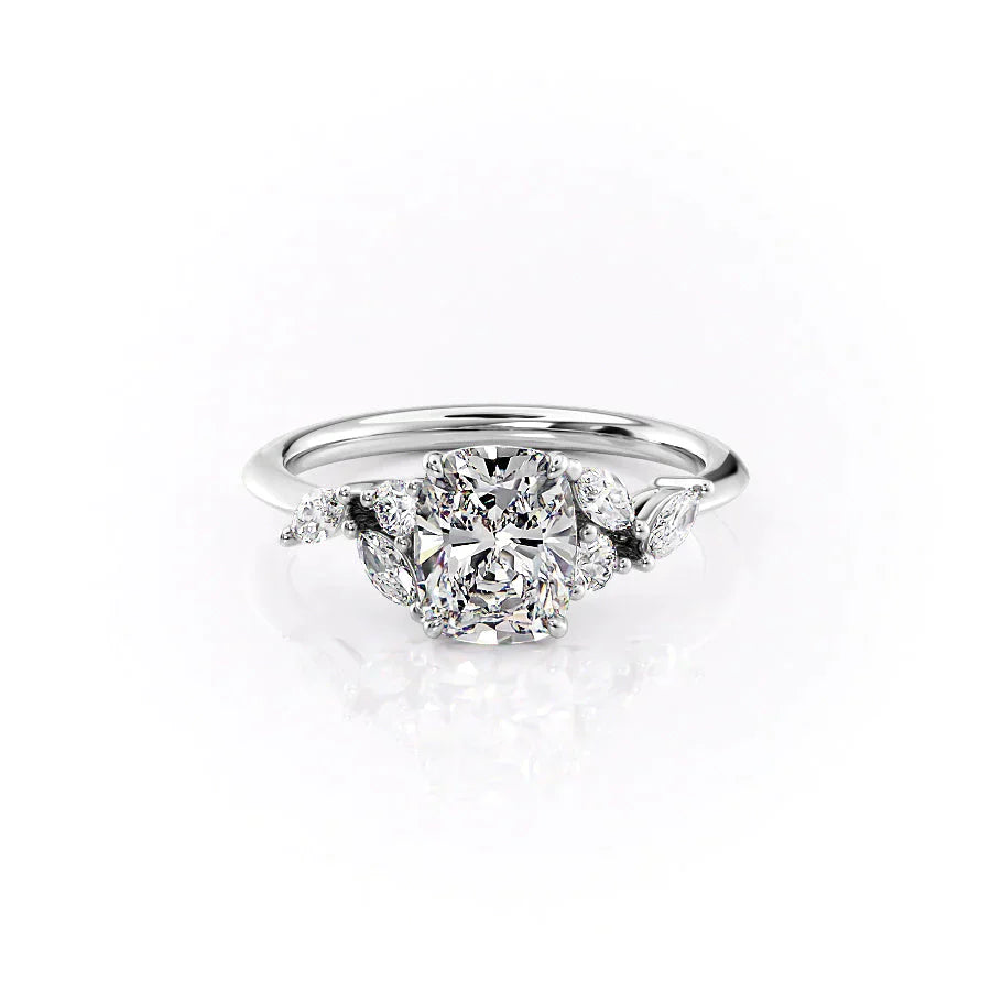 The Melissa Set With A 1 Carat Elongated Cushion Moissanite