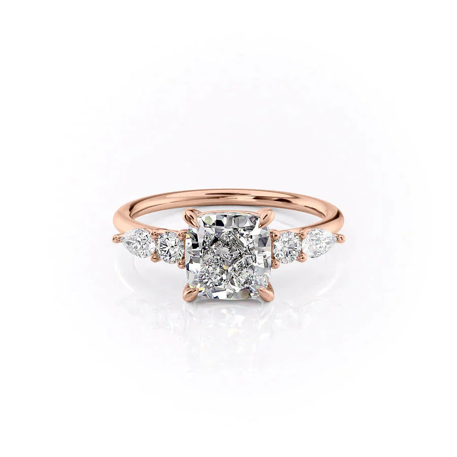 The Abigail Set With A 2.5 Carat Cushion Lab Diamond
