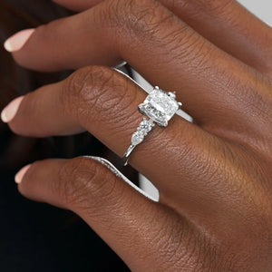 The Abigail Set With A 1 Carat Cushion Lab Diamond