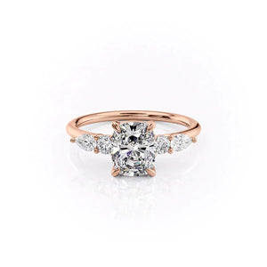 The Abigail Set With A 1.5 Carat Elongated Cushion Lab Diamond