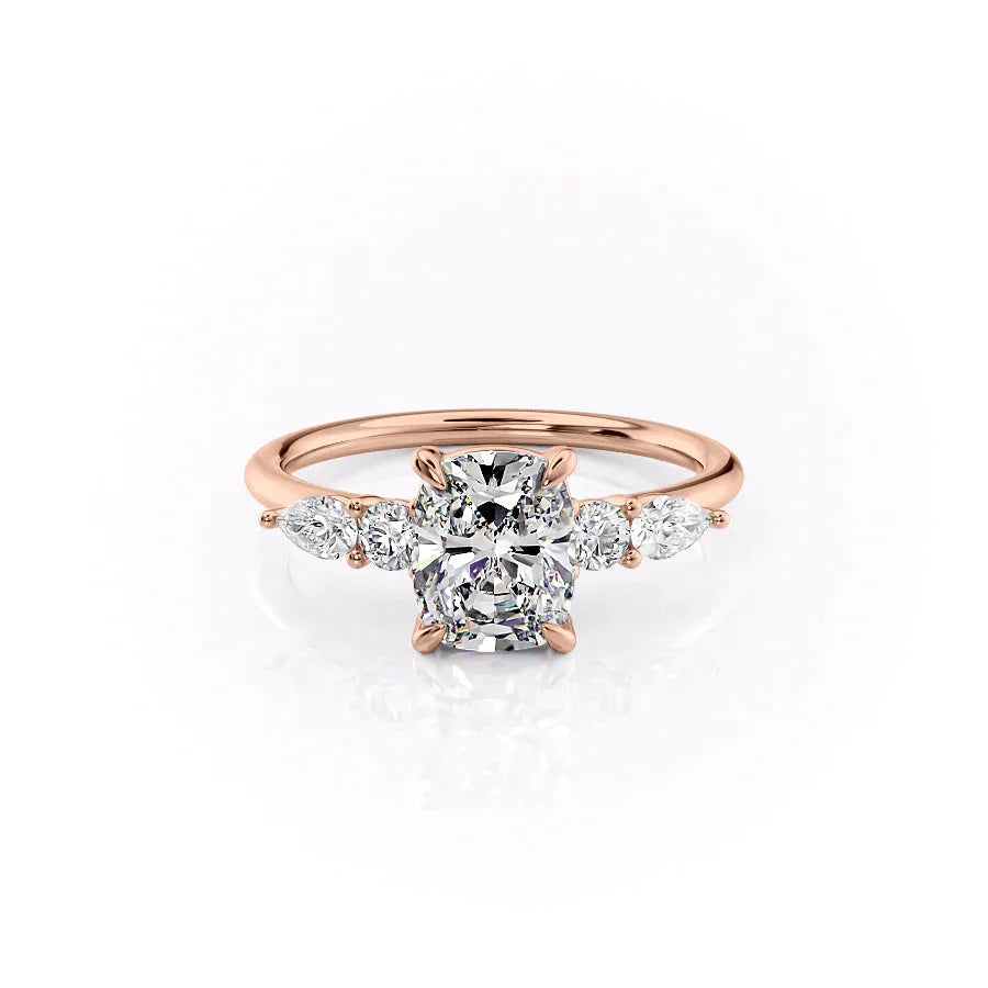 The Abigail Set With A 3 Carat Elongated Cushion Lab Diamond