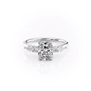 The Abigail Set With A 5 Carat Elongated Cushion Moissanite