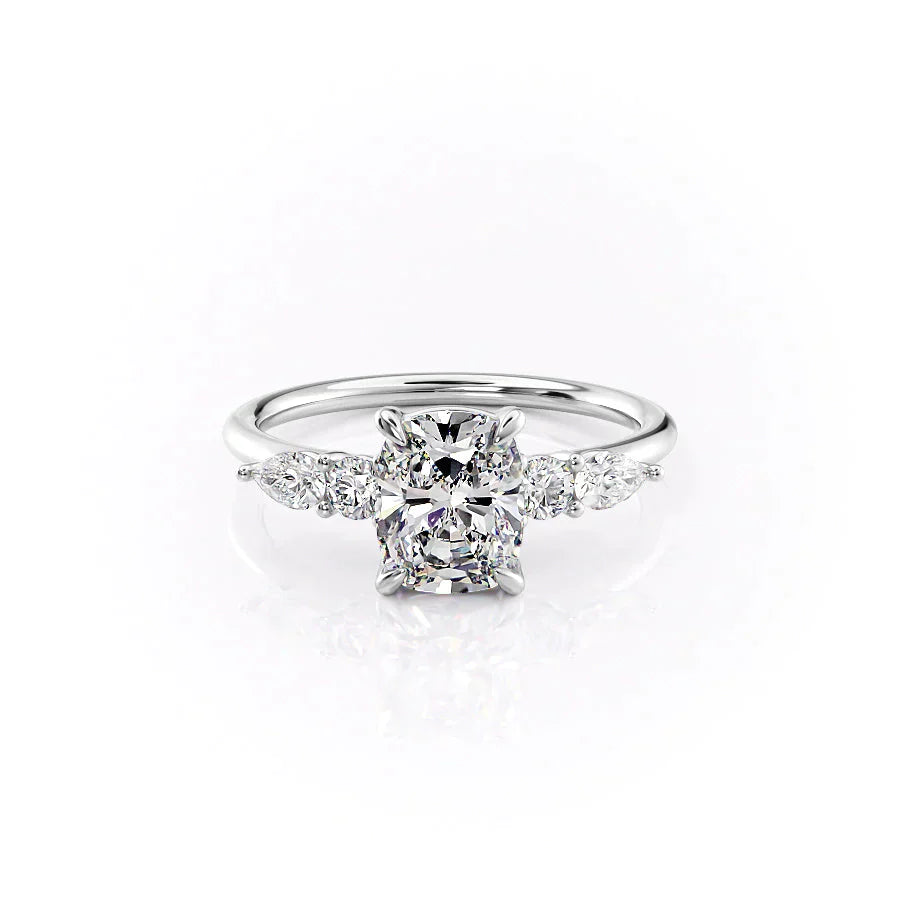 The Abigail Set With A 1.5 Carat Elongated Cushion Lab Diamond