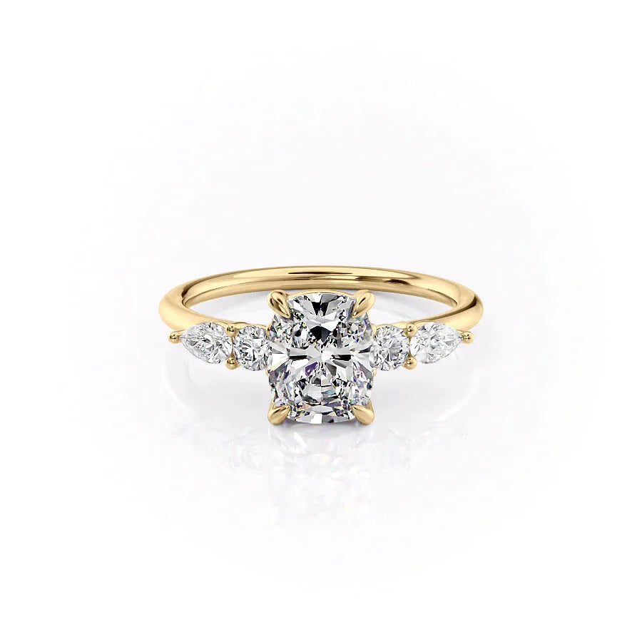 The Abigail Set With A 1 Carat Elongated Cushion Lab Diamond