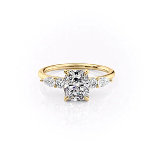 The Abigail Set With A 4.5 Carat Elongated Cushion Moissanite