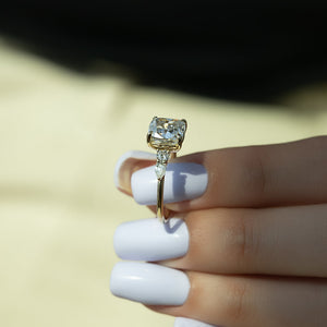 The Abigail Set With A 1 Carat Cushion Lab Diamond