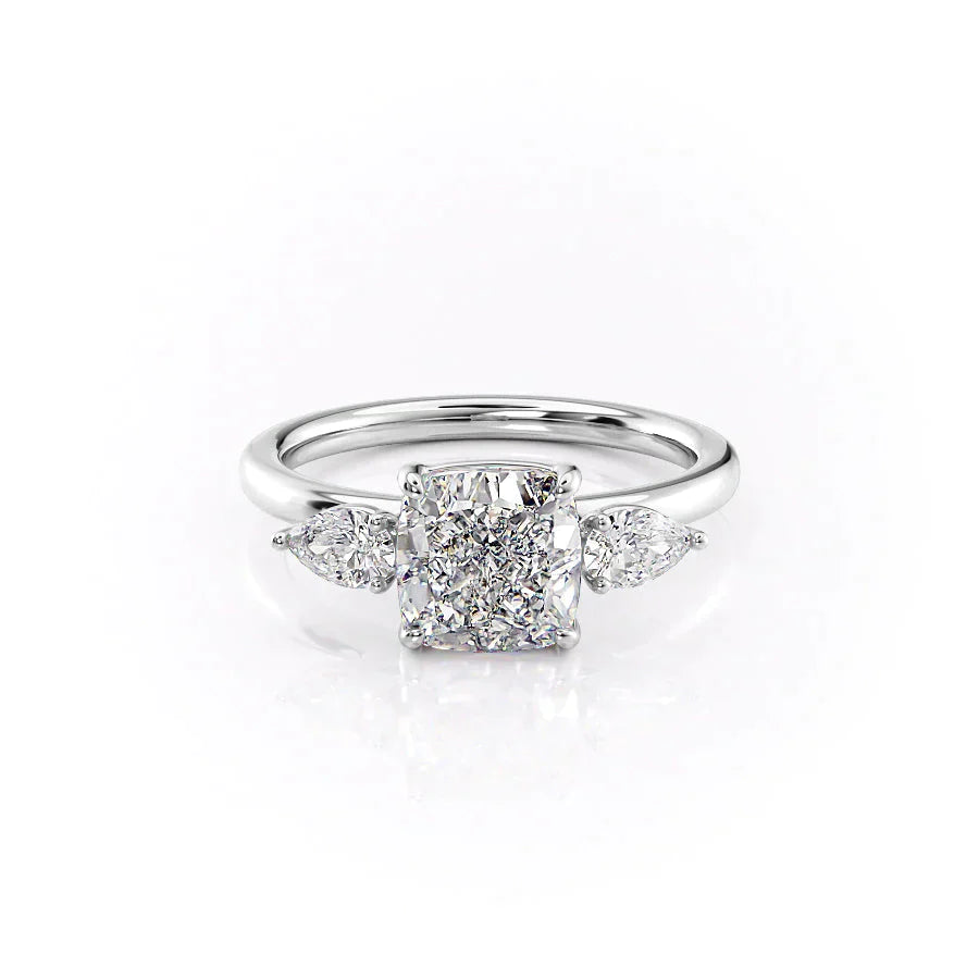The Lauren Set With A 5 Carat Cushion Moissanite