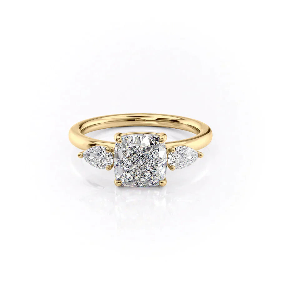 The Lauren Set With A 5 Carat Cushion Moissanite
