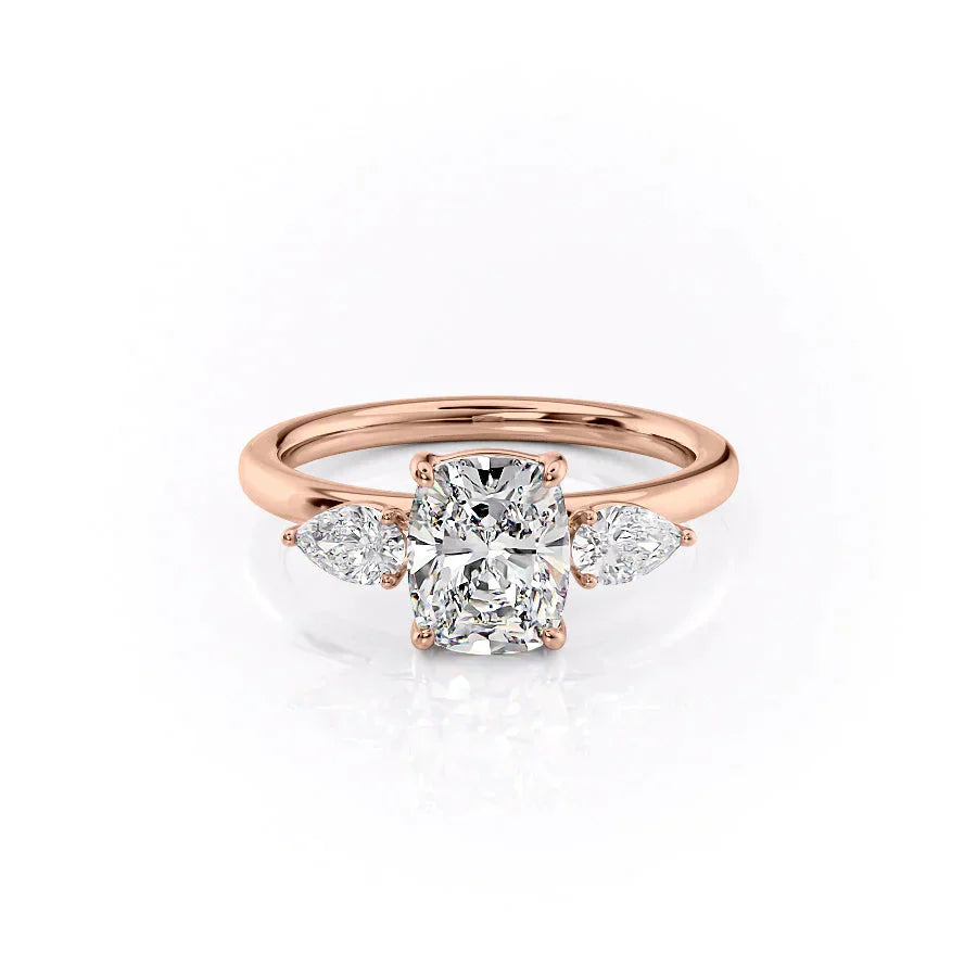 The Lauren Set With A 5 Carat Elongated Cushion Moissanite