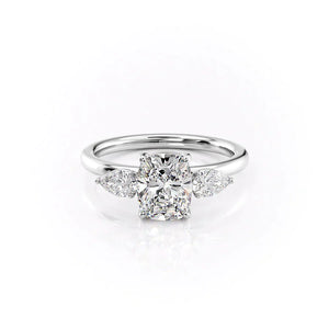 The Lauren Set With A 3 Carat Elongated Cushion Lab Diamond