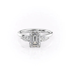 The Lauren Set With A 1 Carat Emerald Moissanite