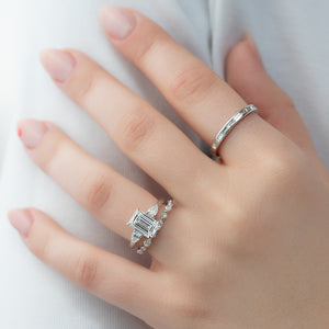 The Lauren Set With A 1 Carat Emerald Moissanite