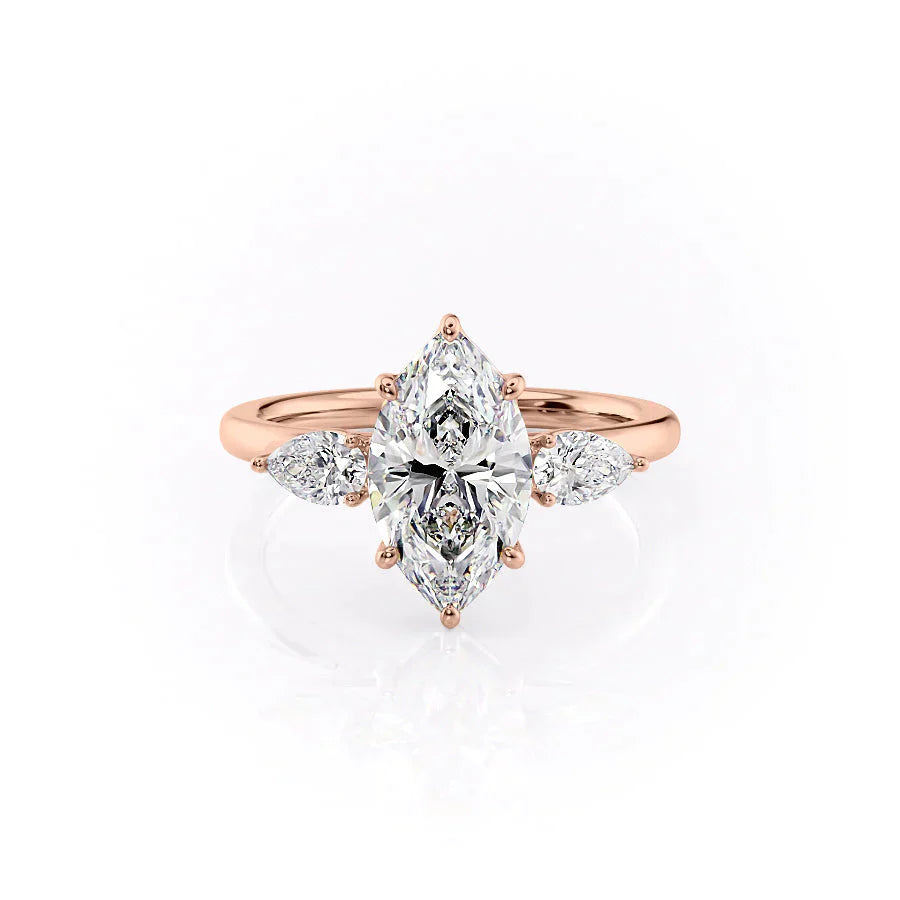 The Lauren Set With A 2.5 Carat Marquise Lab Diamond