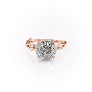 The Halo Twig Set With A 2 Carat Cushion Moissanite