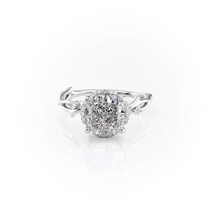 The Halo Twig Set With A 1 Carat Cushion Moissanite