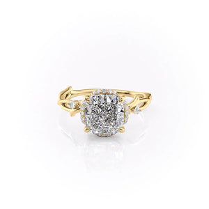 The Halo Twig Set With A 4 Carat Cushion Moissanite