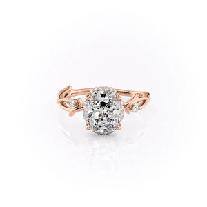 The Halo Twig Set With A 3 Carat Elongated Cushion Moissanite