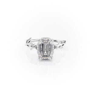 The Halo Twig Set With A 2 Carat Emerald Lab Diamond