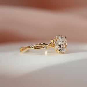 The Halo Twig Set With A 1 Carat Cushion Moissanite