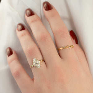 The Halo Twig Set With A 1 Carat Marquise Lab Diamond