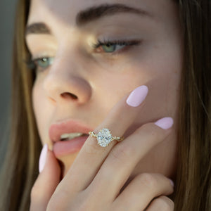 The Halo Twig Set With A 4 Carat Oval Moissanite