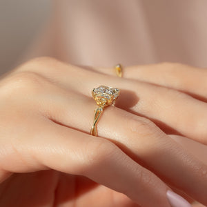 The Halo Twig Set With A 1 Carat Princess Lab Diamond