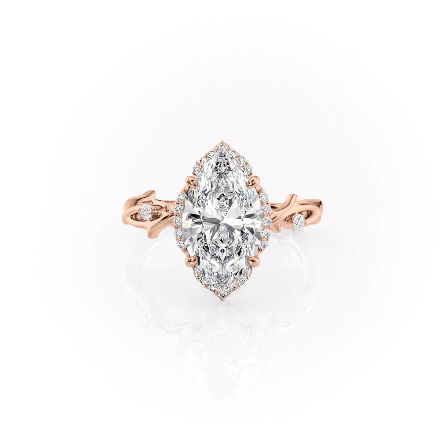 The Halo Twig Set With A 1 Carat Marquise Lab Diamond