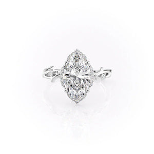 The Halo Twig Set With A 2 Carat Marquise Lab Diamond