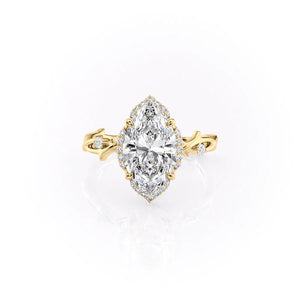 The Halo Twig Set With A 2 Carat Marquise Moissanite