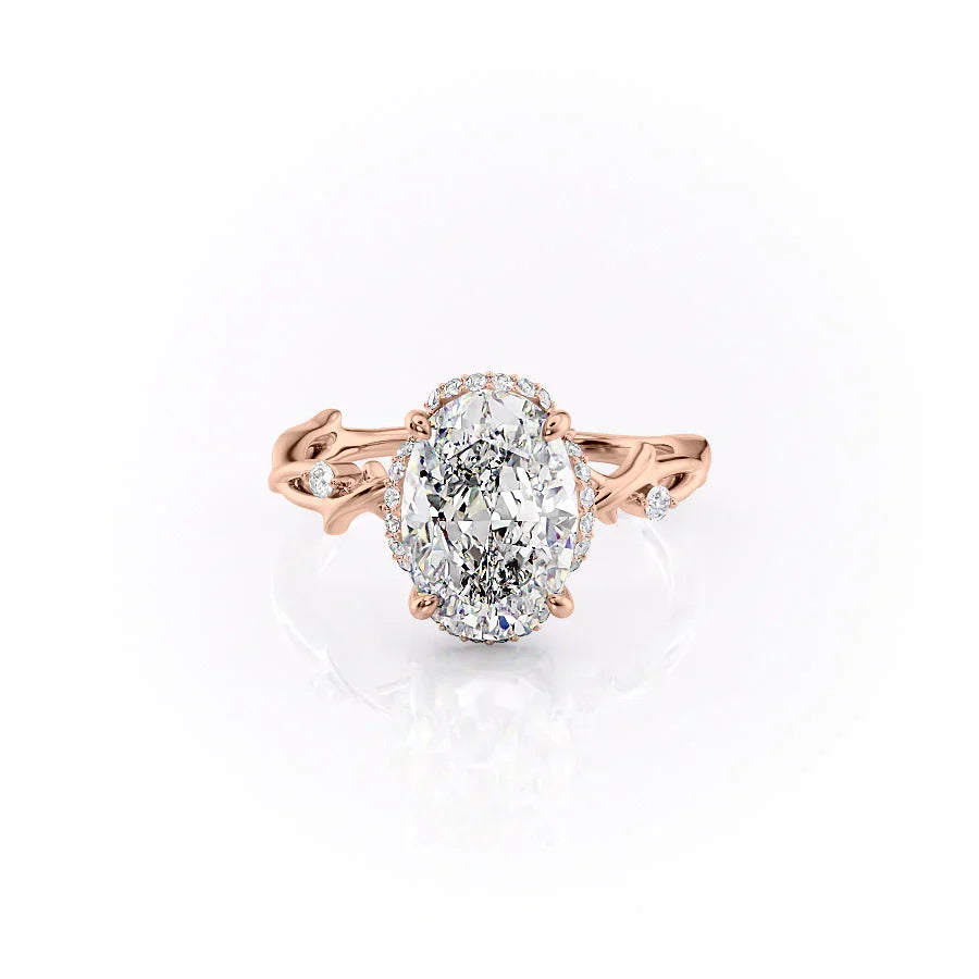 The Halo Twig Set With A 2 Carat Oval Lab Diamond