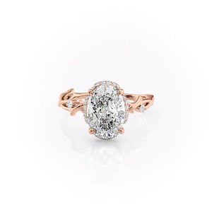 The Halo Twig Set With A 1 Carat Oval Moissanite
