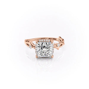 The Halo Twig Set With A 3 Carat Princess Moissanite
