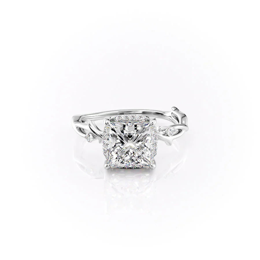 The Halo Twig Set With A 2 Carat Princess Lab Diamond