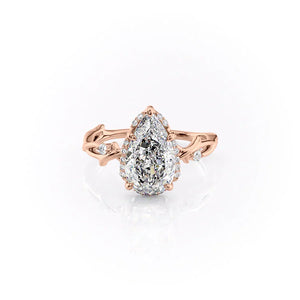 The Halo Twig Set With A 1 Carat Pear Lab Diamond
